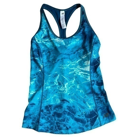 NWT, New Balance, size small, racer back tank with built in bra, blue - Picture 1 of 9